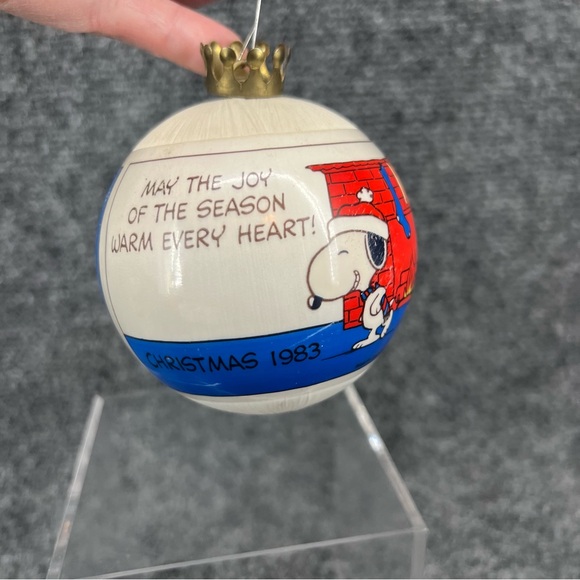 Vintage 1983 Peanuts Snoopy Ornament Hallmark Unbreakable 3.5” Satin Keepsake - Picture 1 of 6